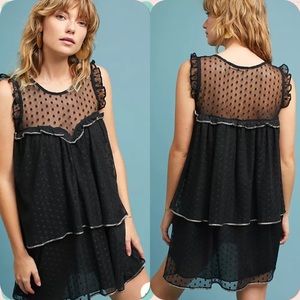 Anthropologie Dotted & Ruffled Dress by Deby Debo Small NWT Retail $188